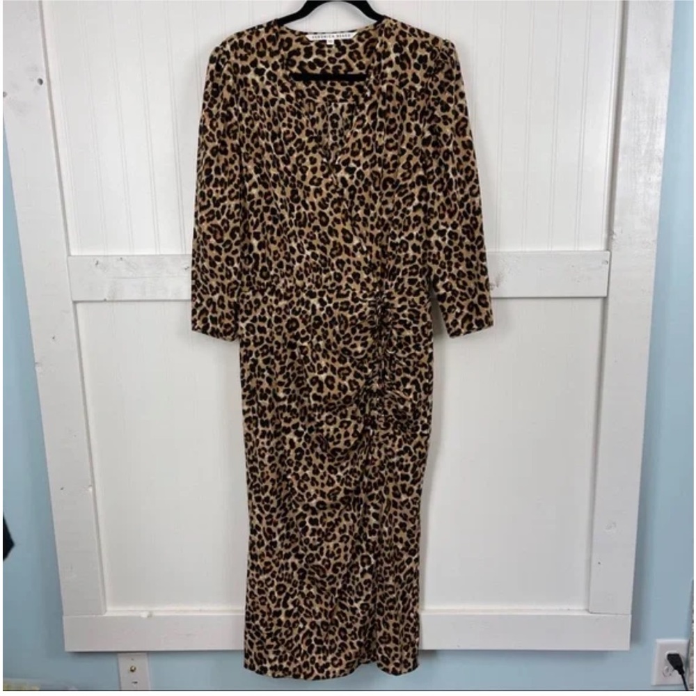 VERONICA BEARD | Arielle Leopard Print Silk Blend Dress - Picture 4 of 15